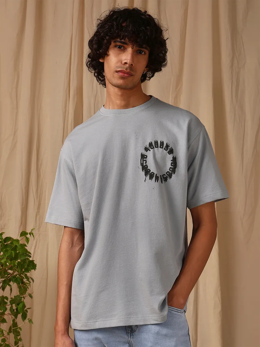 MUFTI grey printed cotton t-shirt