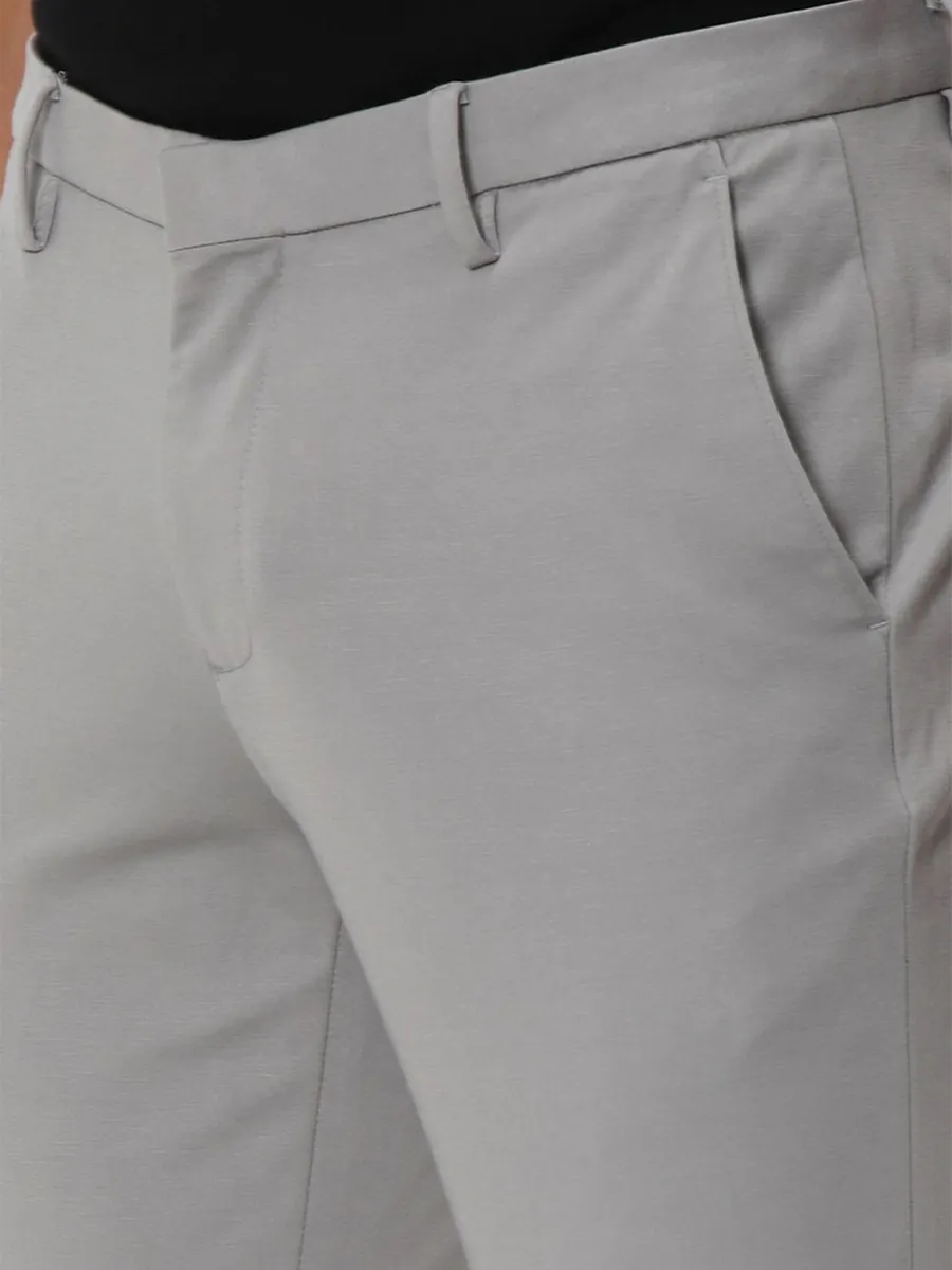 Mufti grey solid ankle length trouser