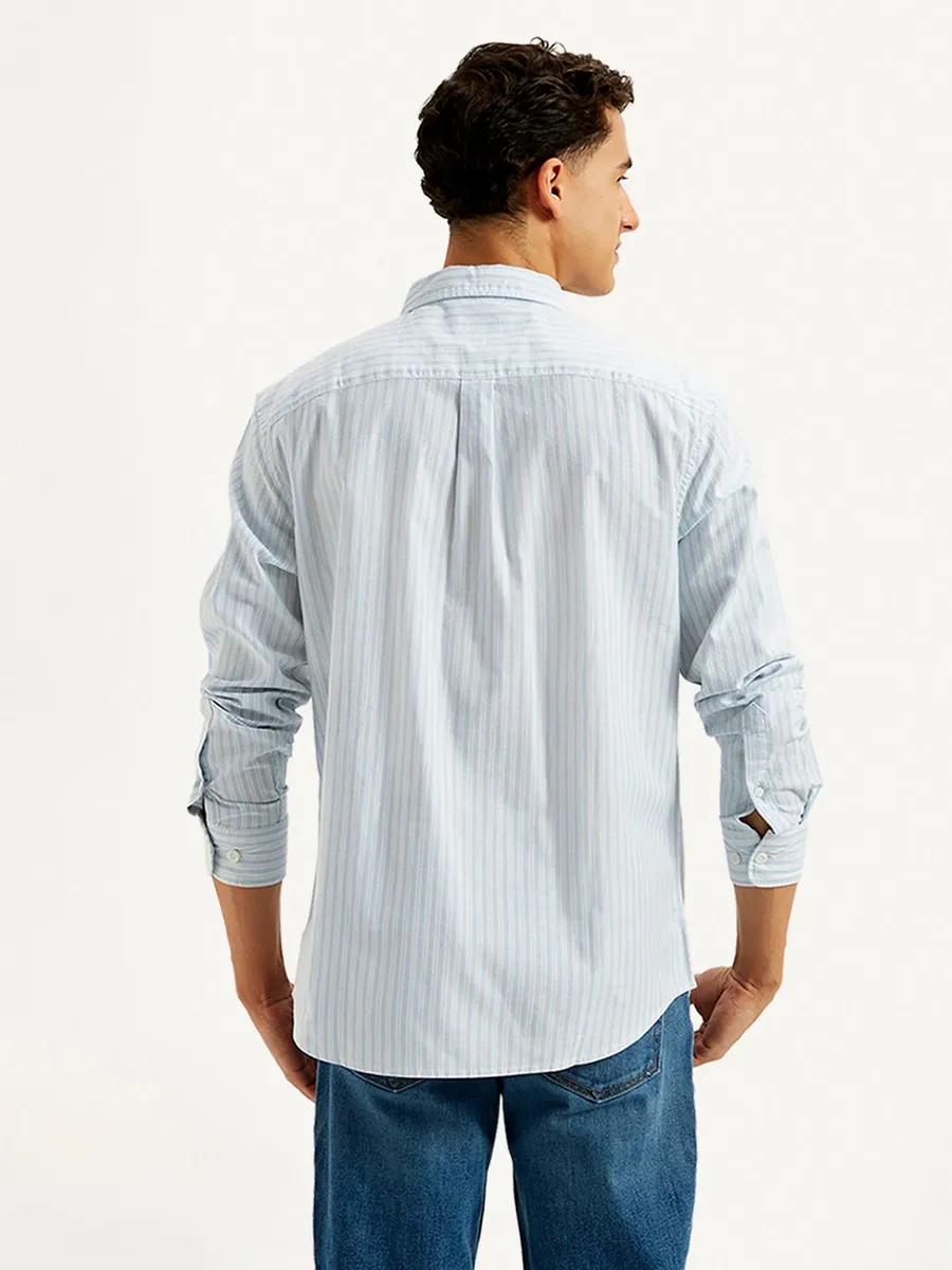 MUFTI light blue striped casual shirt for men