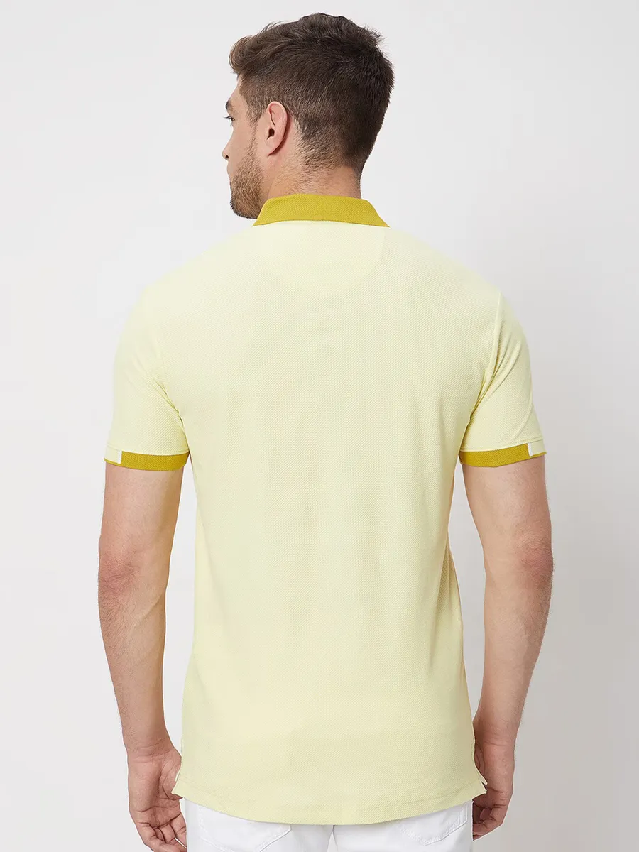Mufti light yellow plain t-shirt