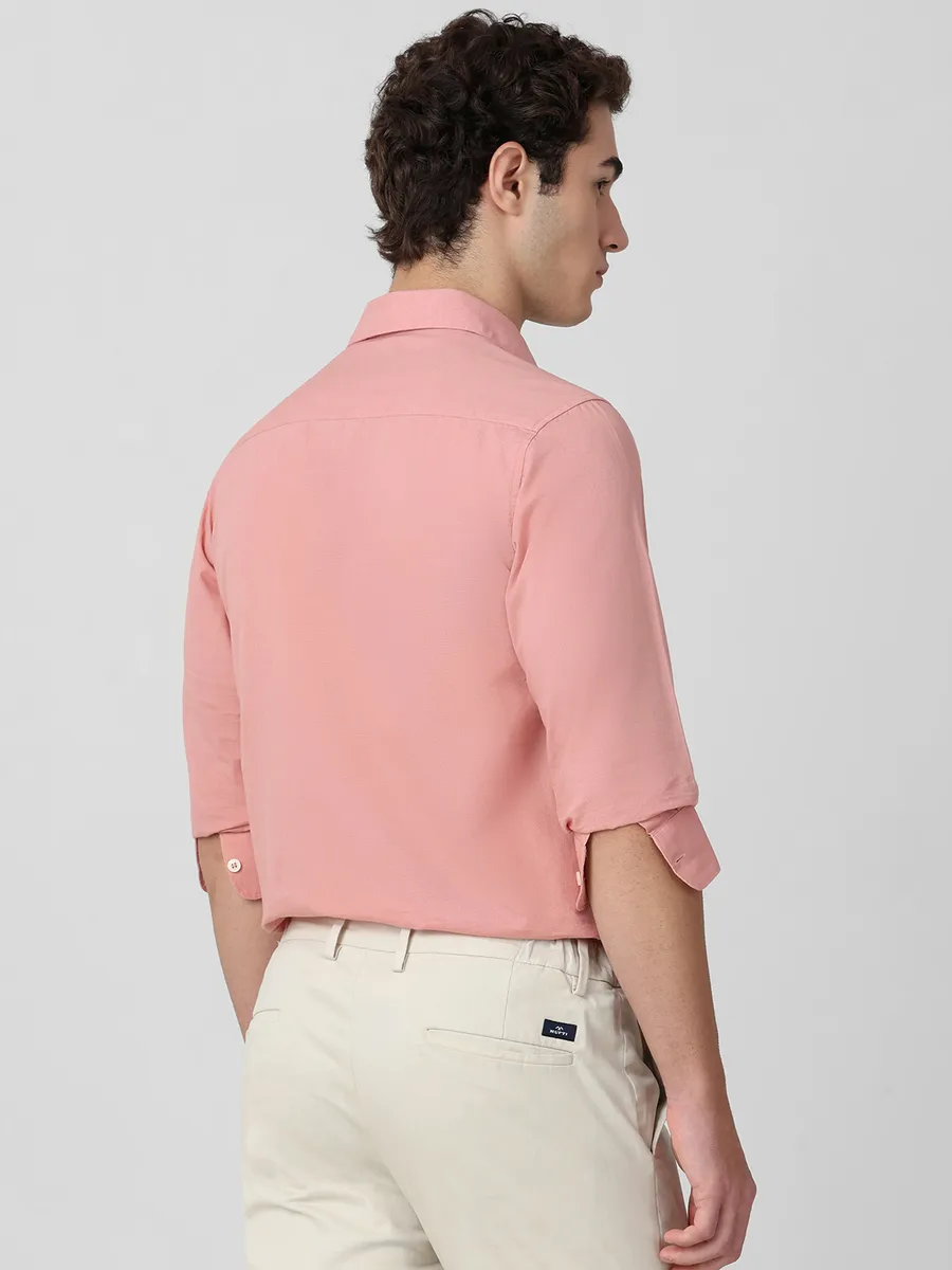 MUFTI pink cotton plain casual shirt for men