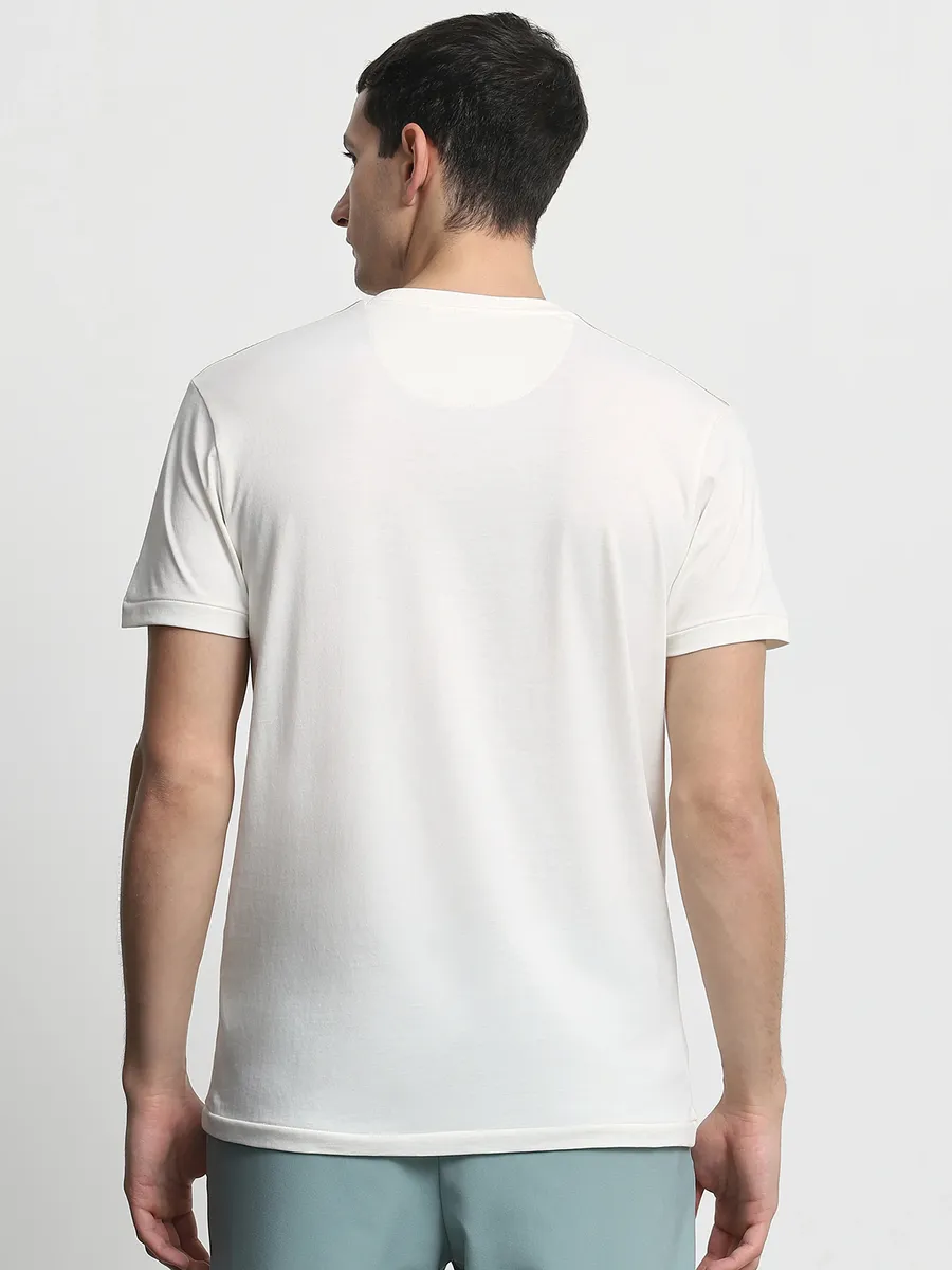 MUFTI printed white cotton slim fit t-shirt for men