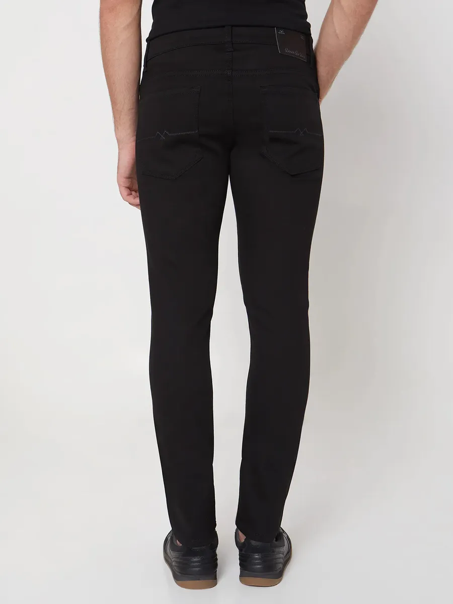 MUFTI solid black skinny fit denim jeans