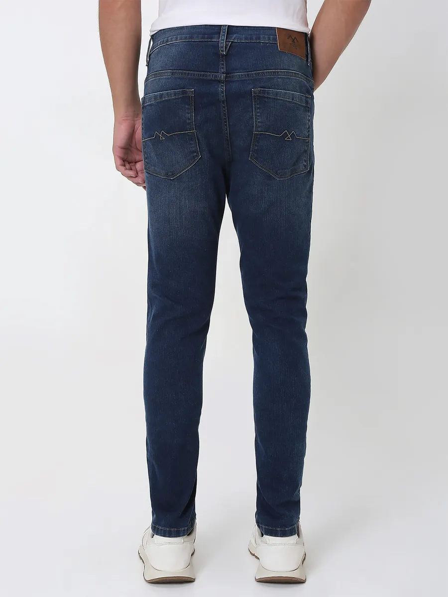 MUFTI solid navy cargo jeans