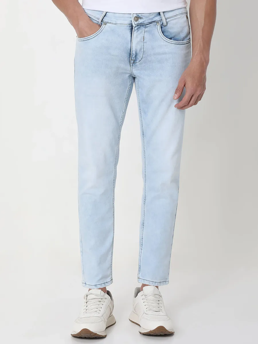 MUFTI washed sky blue ankle lenght jeans