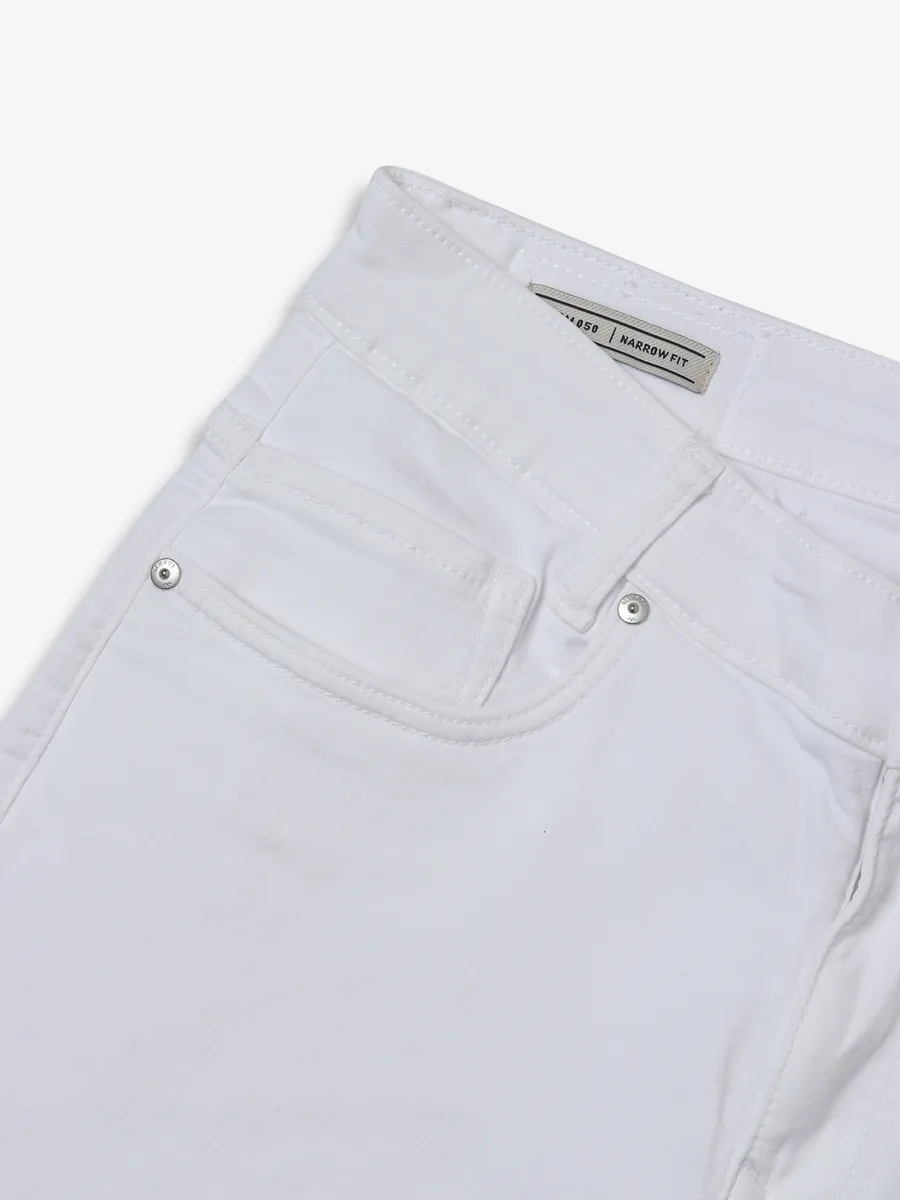 MUFTI white solid narrow jeans