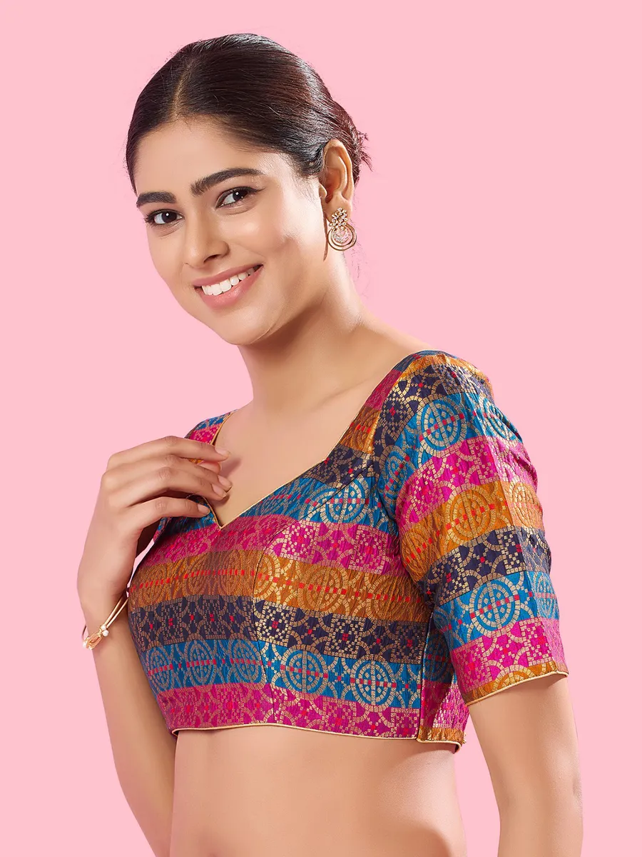 Multi color brocade blouse