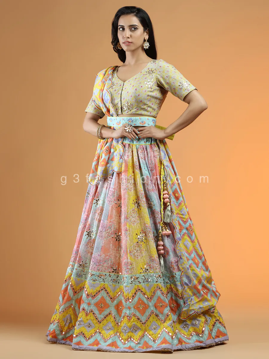 Multi color designer lehenga choli for wedding events