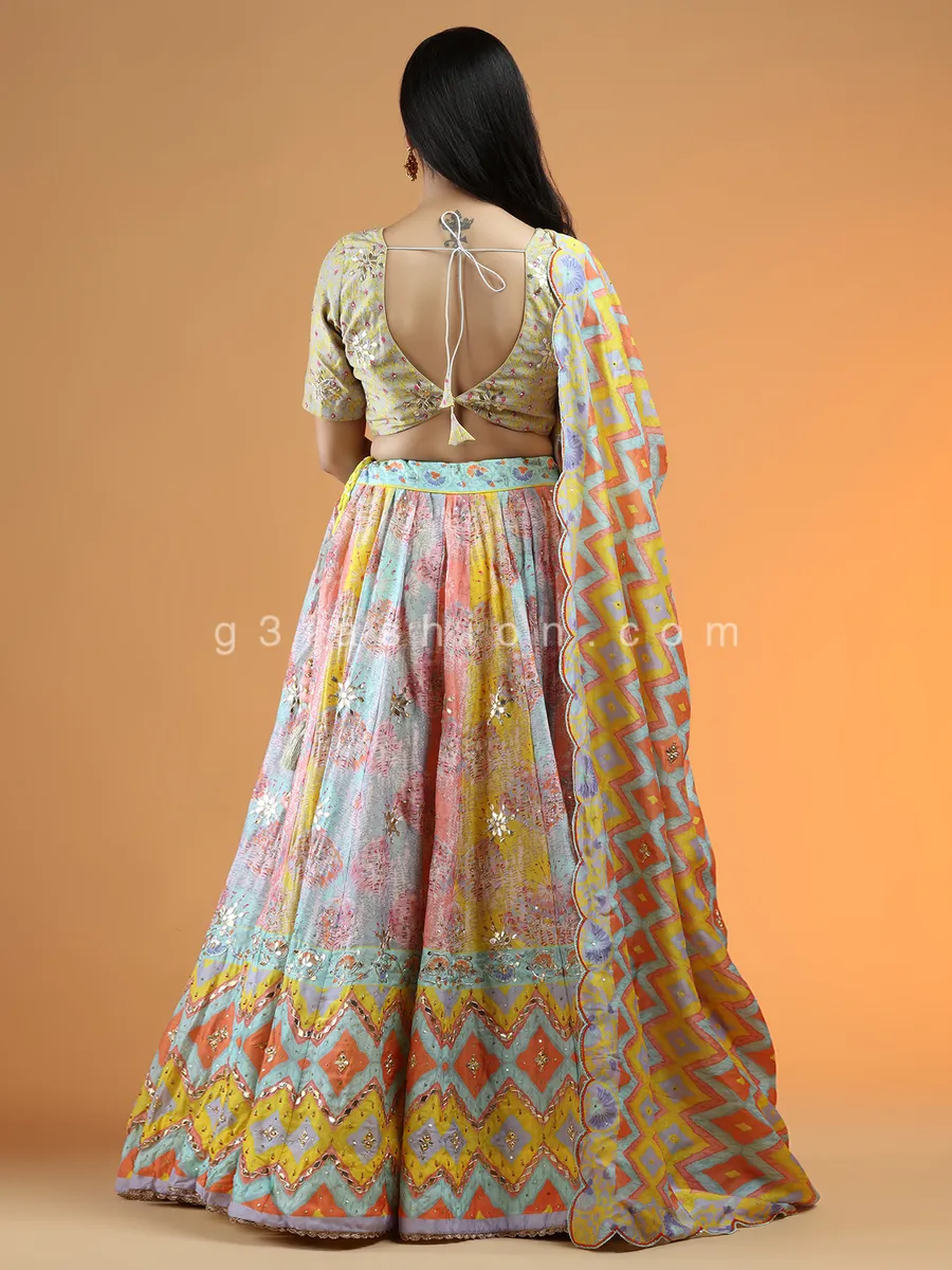 Multi color designer lehenga choli for wedding events