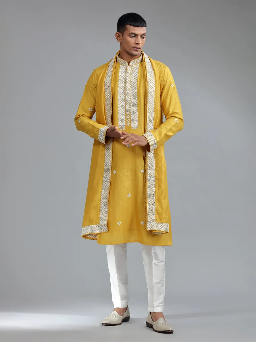 mustard georgette kurta suit