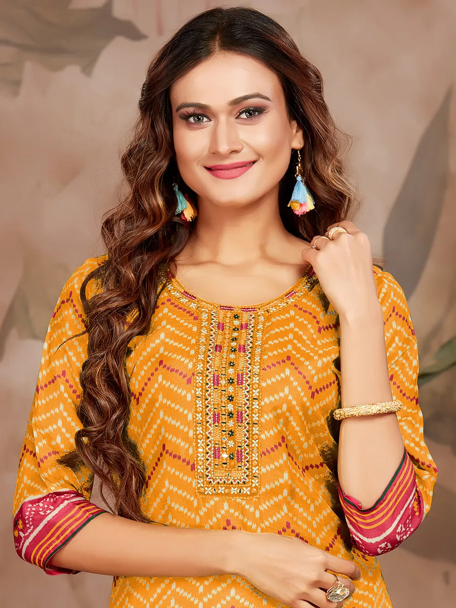 Mustard yellow muslin silk long kurti