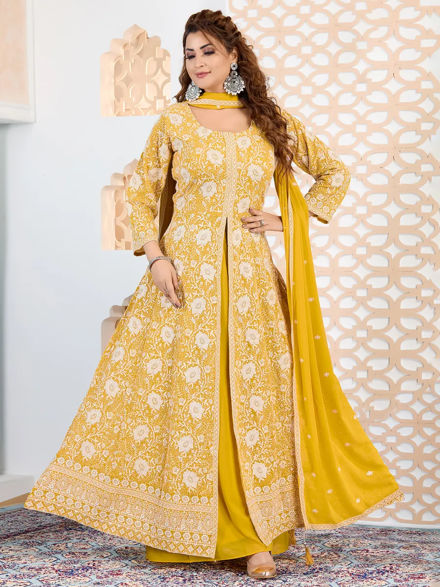 Mustard yellow palazzo salwar suit for women