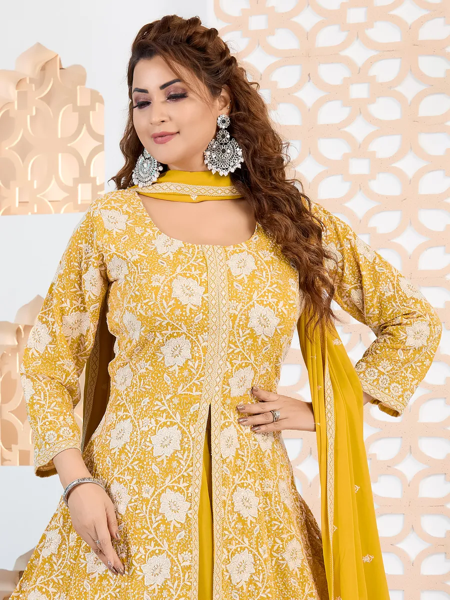 Mustard yellow palazzo salwar suit for women