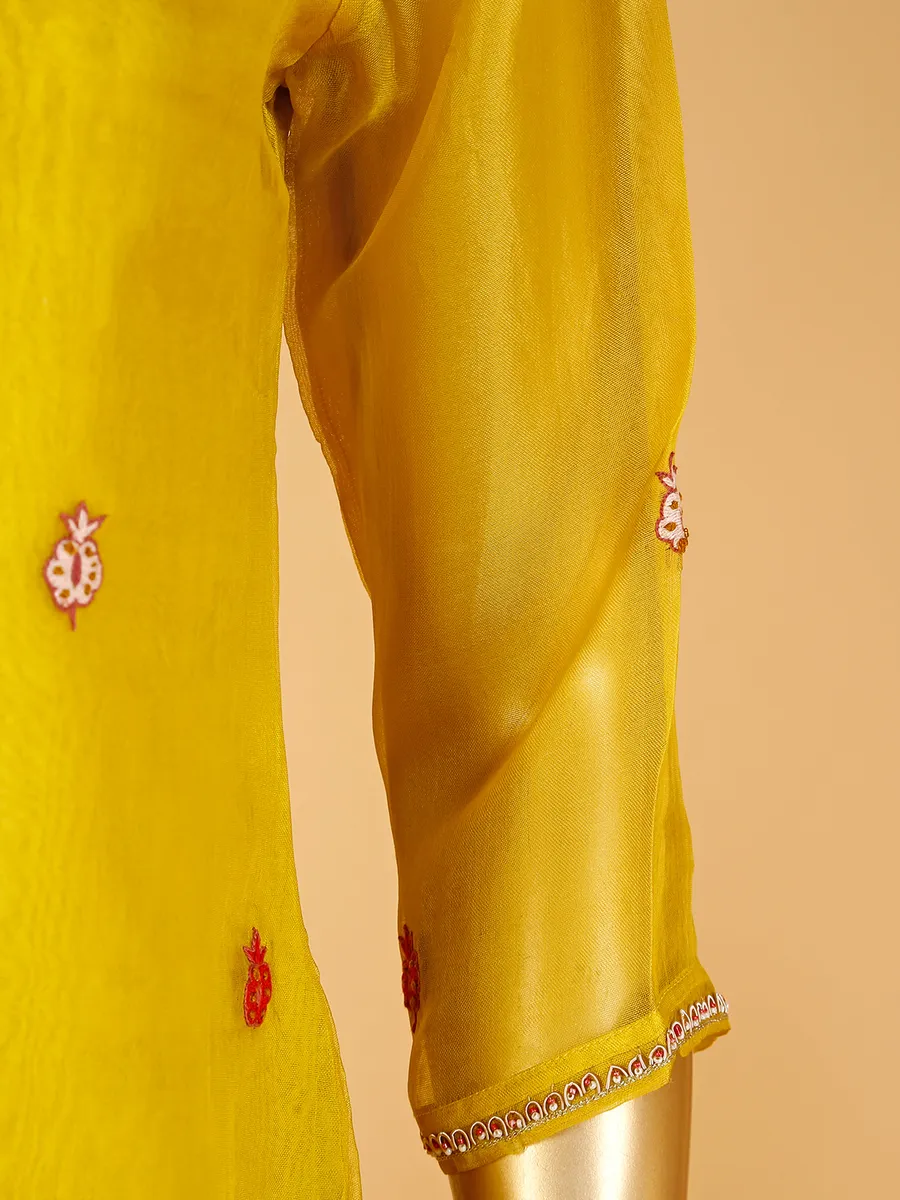 Mustard yellow palazzo suit in silk