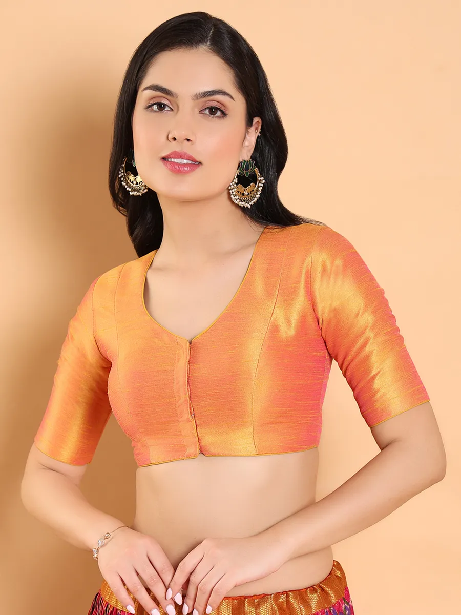 Mustard yellow raw silk blouse