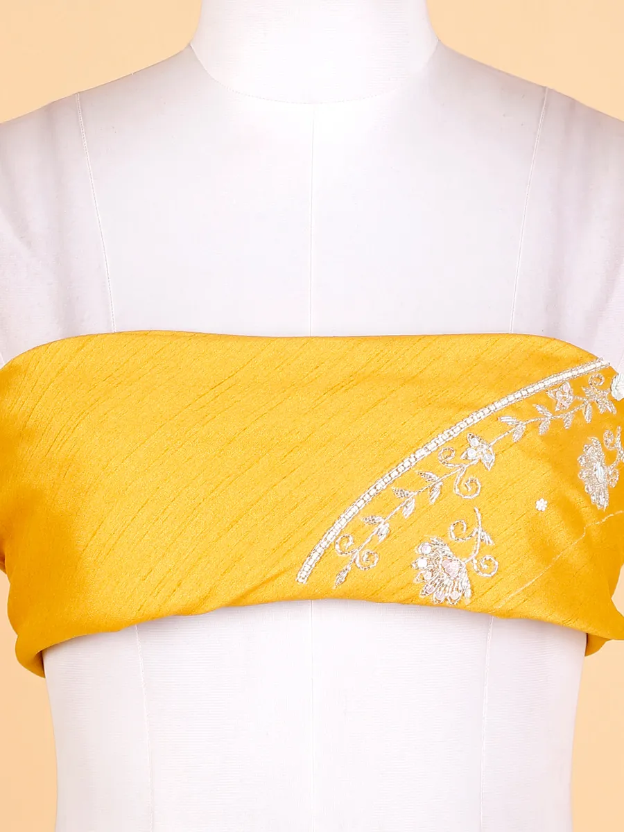 Mustard yellow raw silk bridal lehenga choli