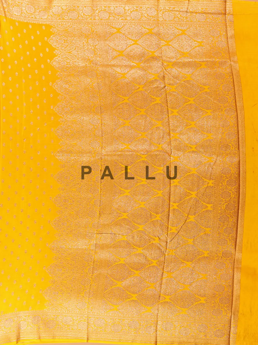 Mustard yellow silk saree with contrast blouse