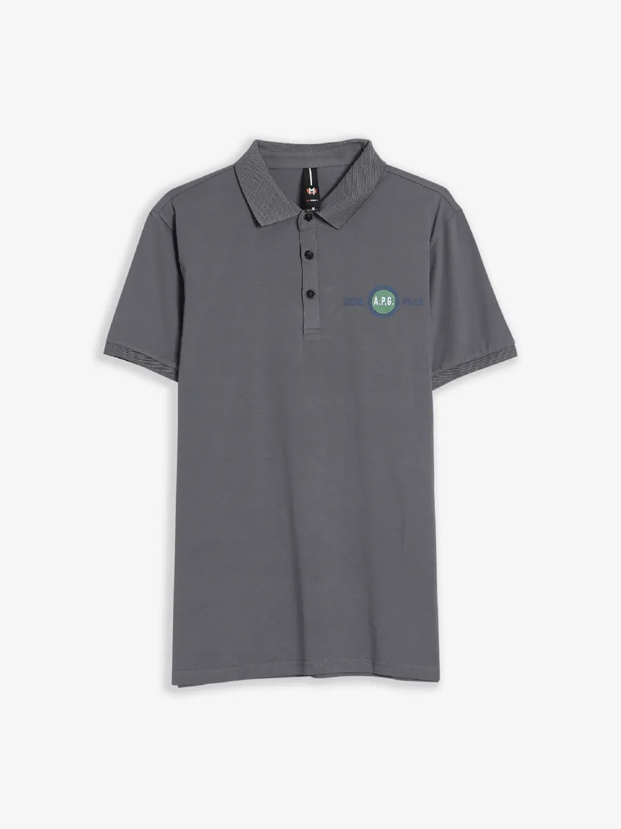 Mymera plain grey cotton polo t shirt