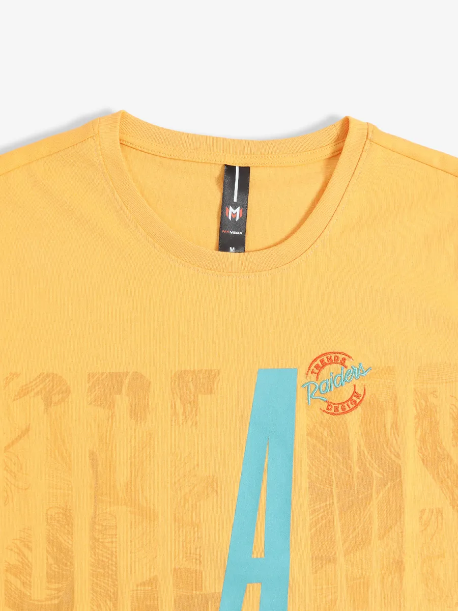 Mymera printed cotton yellow t shirt