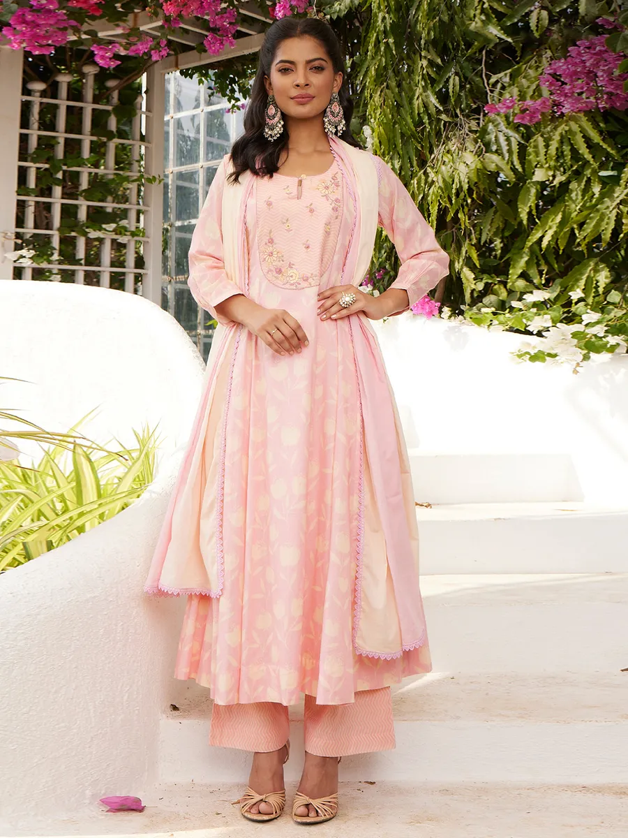 Latest pink cotton printed salwar suit