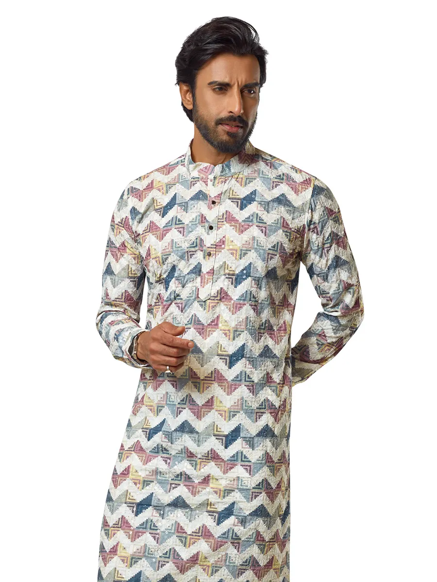 Multi color printed festive cotton  Men Kurta pajama