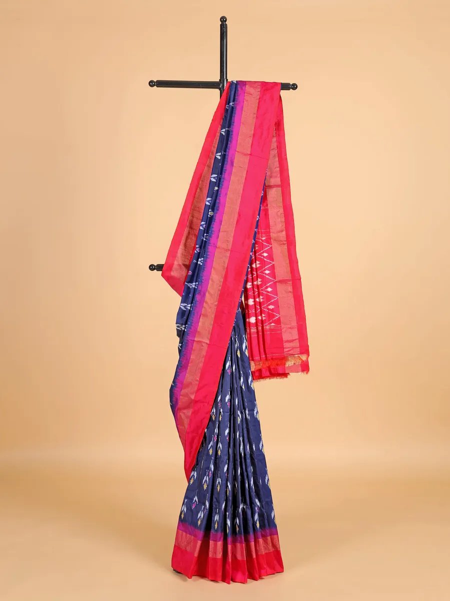 Navy and red patola silk printed saree