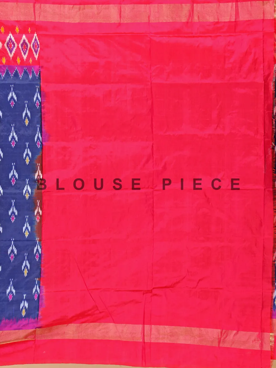 Navy and red patola silk printed saree
