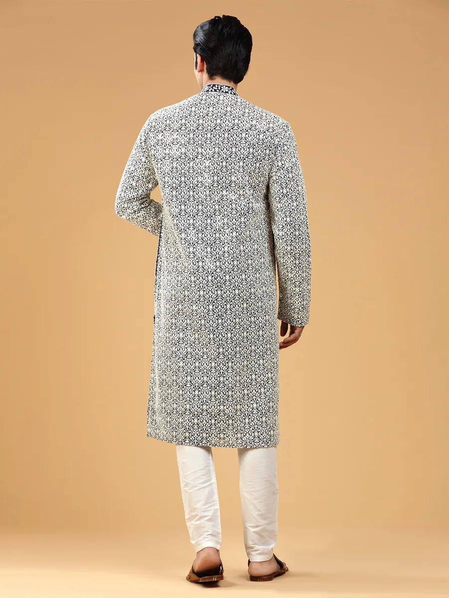 Navy georgette  Men Kurta pajama for festive