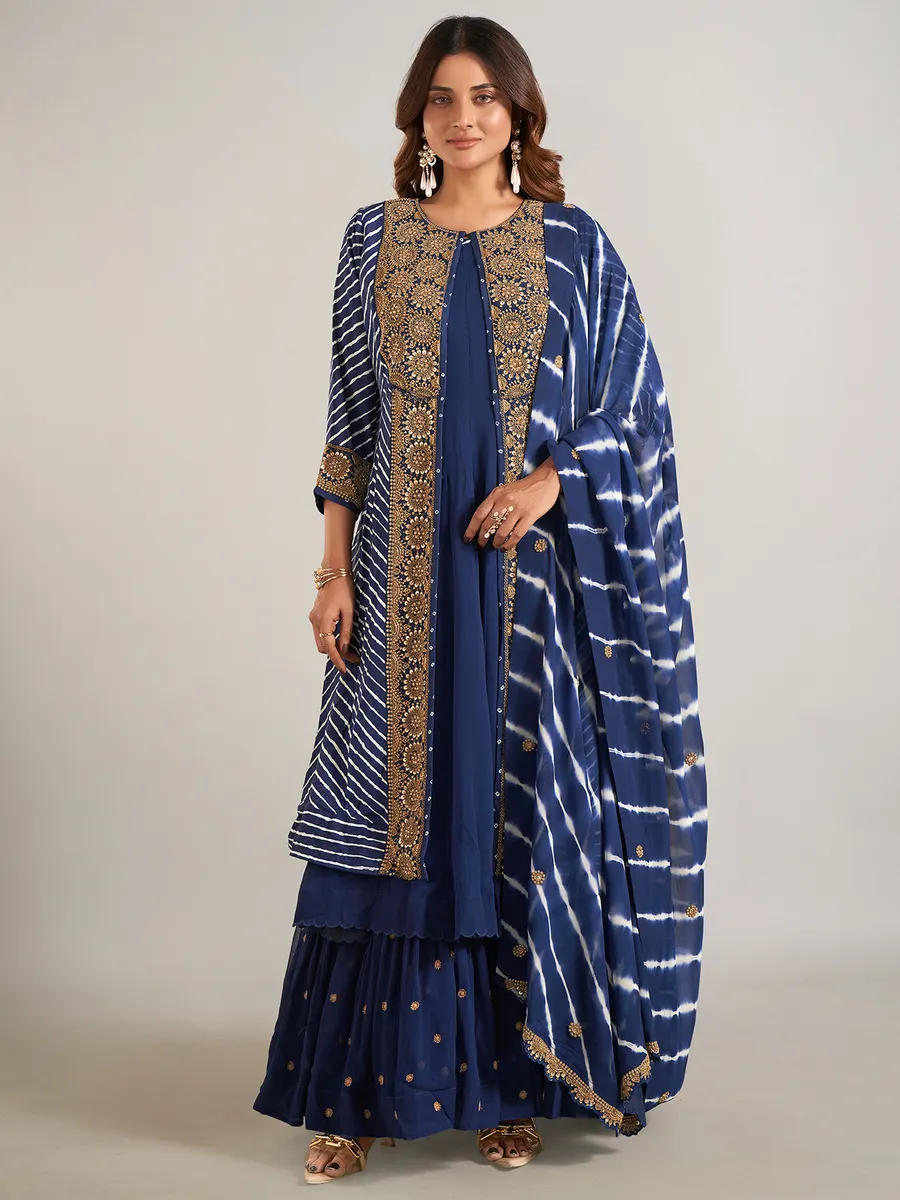 Navy georgette wedding wear designer suit