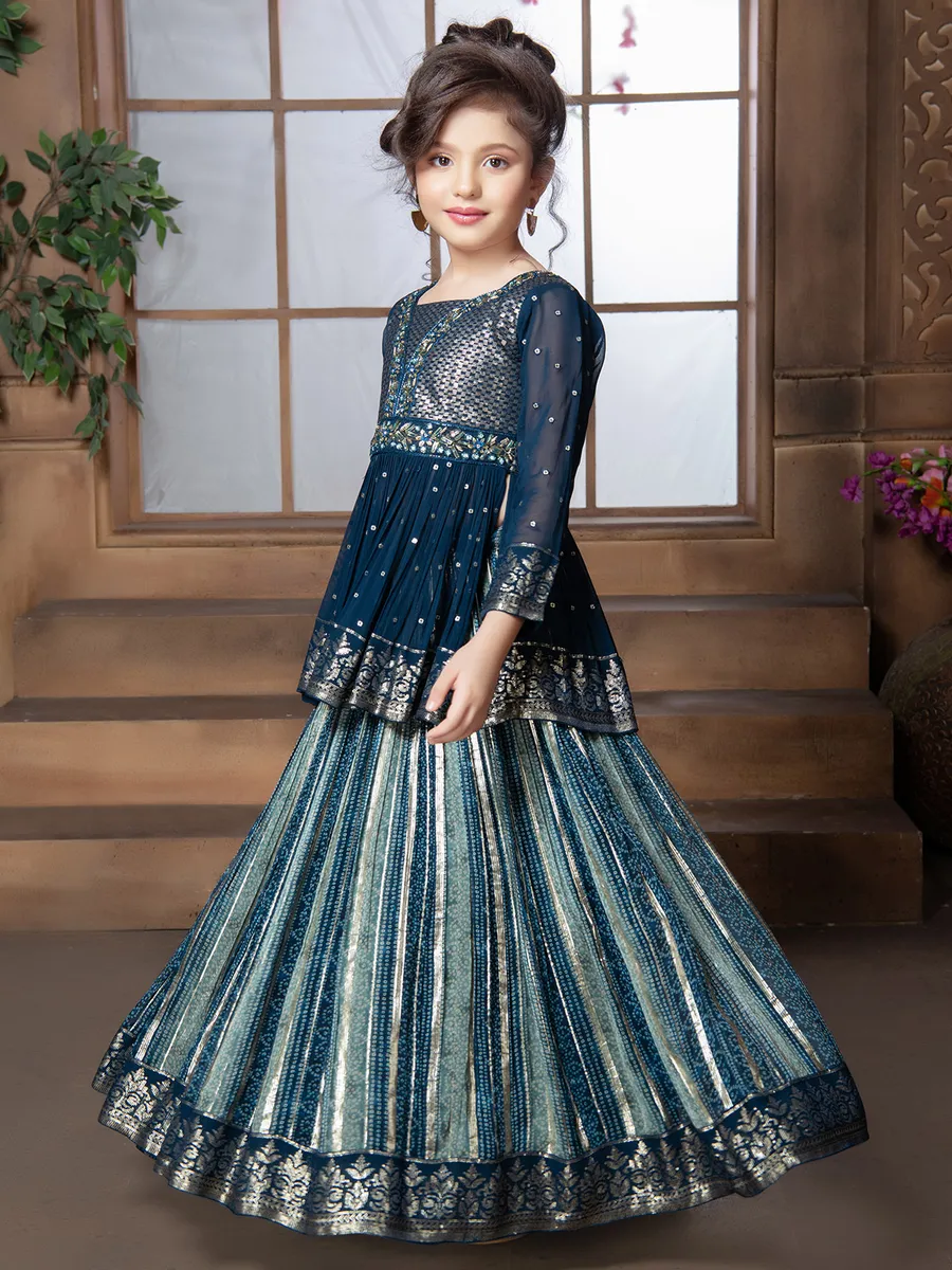 Navy printed lehenga choli in georgette