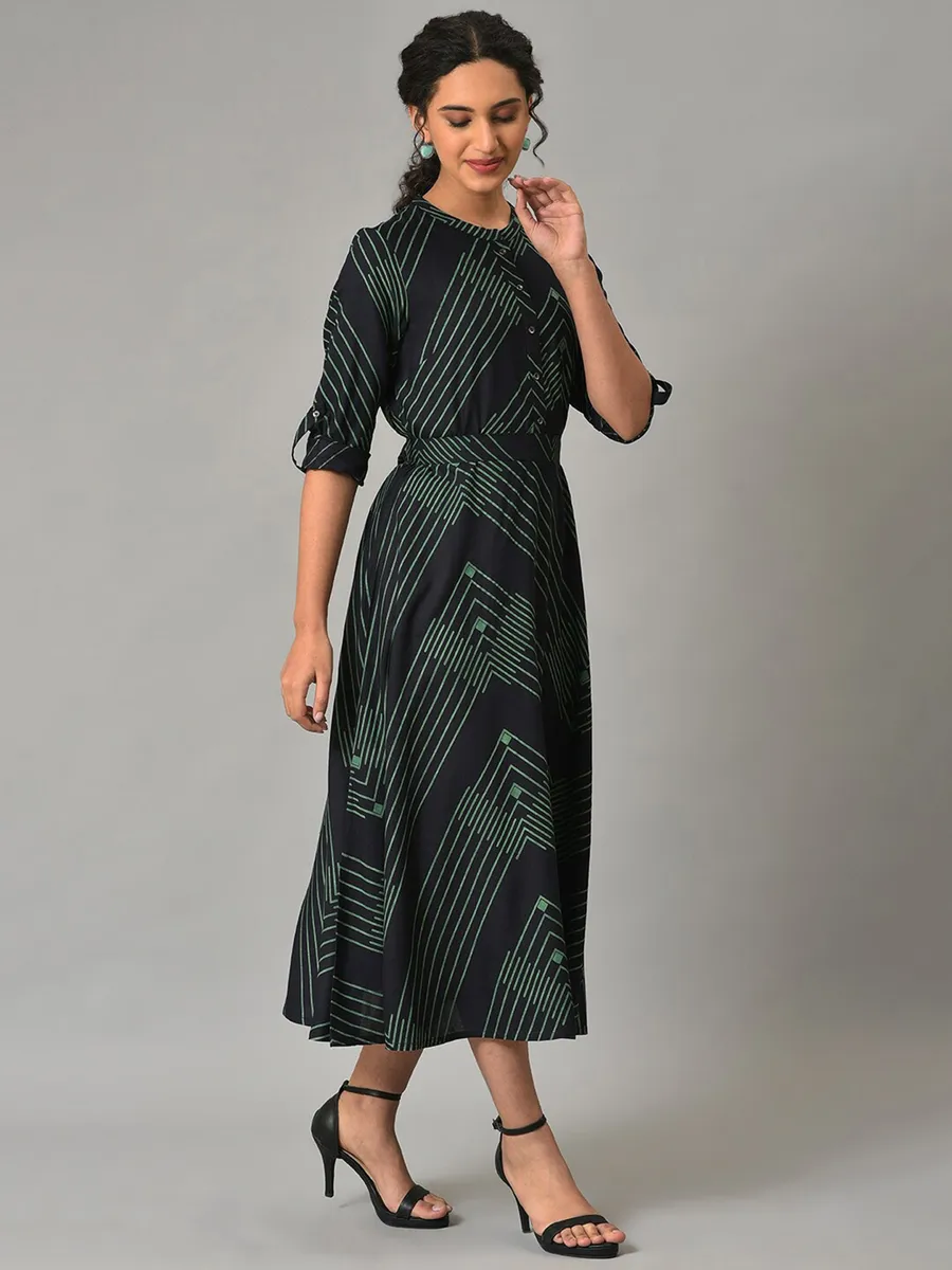 Navy rayon cotton long printed kurti