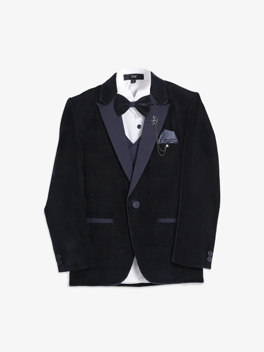 Navy velvet texture coat suit