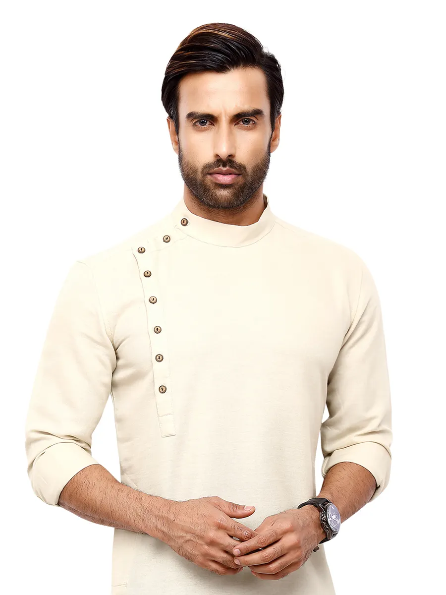 Classy cotton plain off-white kurta