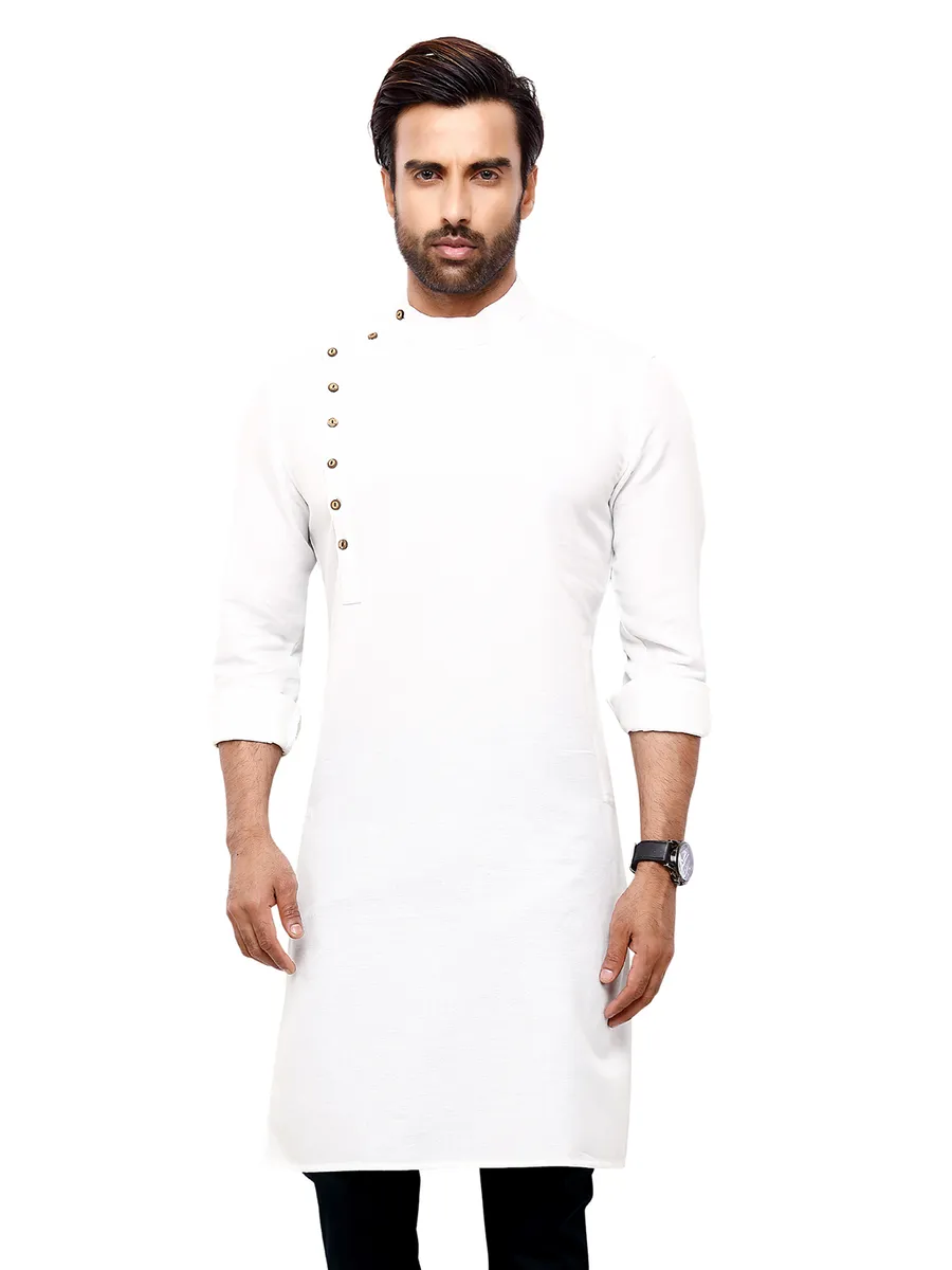 Cotton white plain kurta