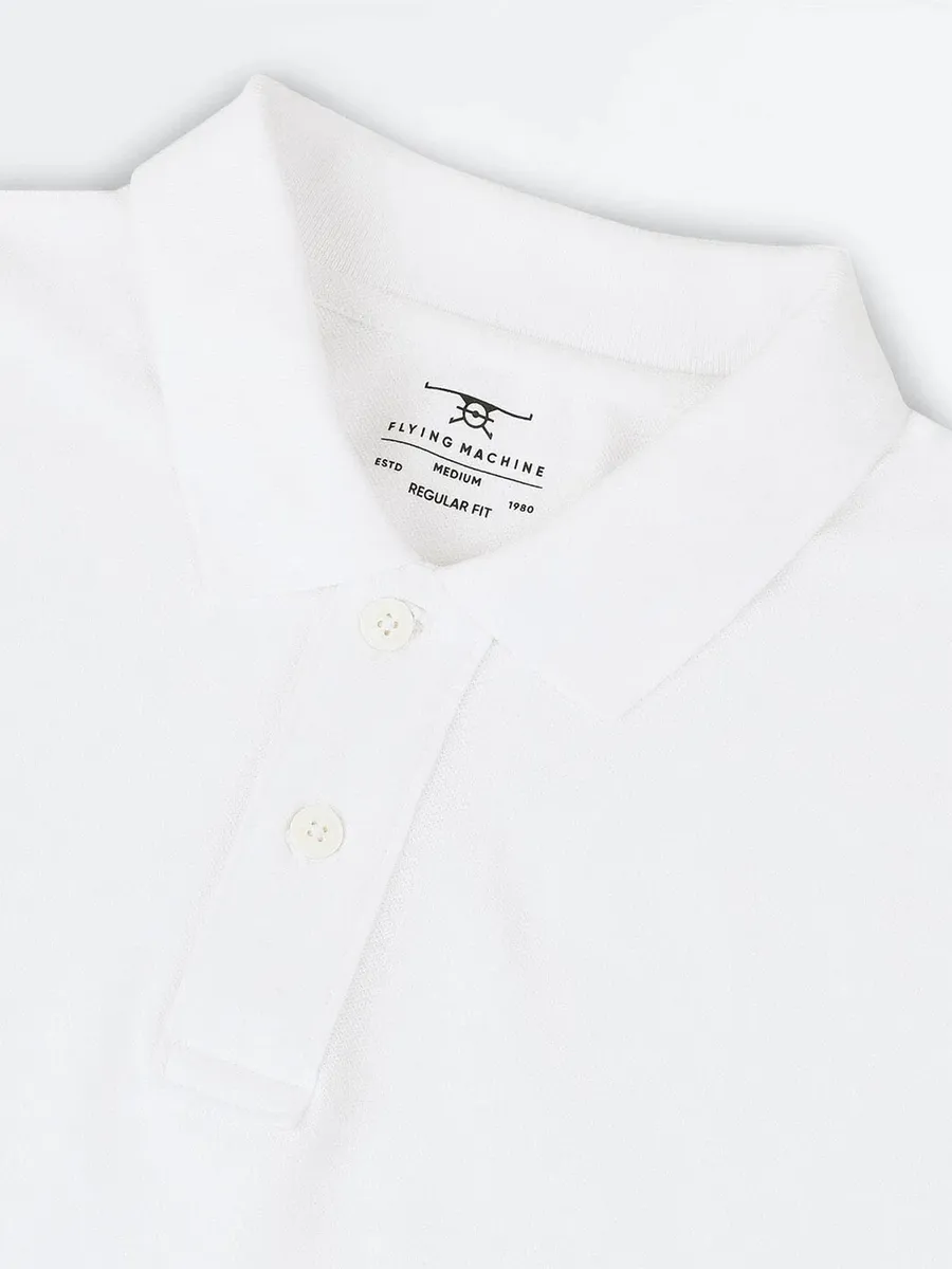 FLYING MACHINE white plain cotton t-hirt