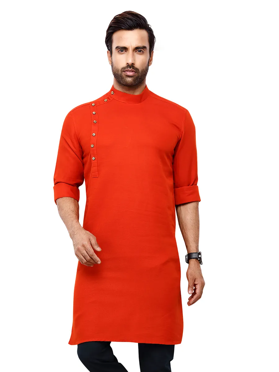 Orange plain  Men Kurta pajama for festival