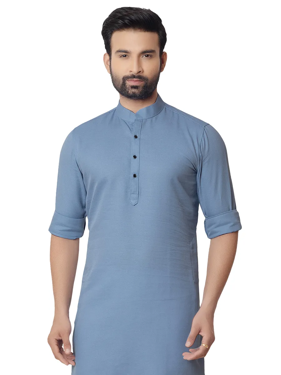 Plain cotton light blue kurta