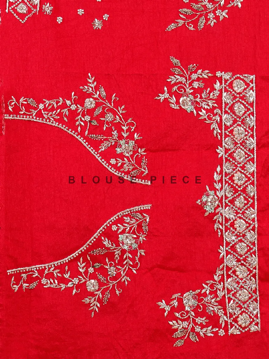 Stunning red raw silk lehenga choli for bridal