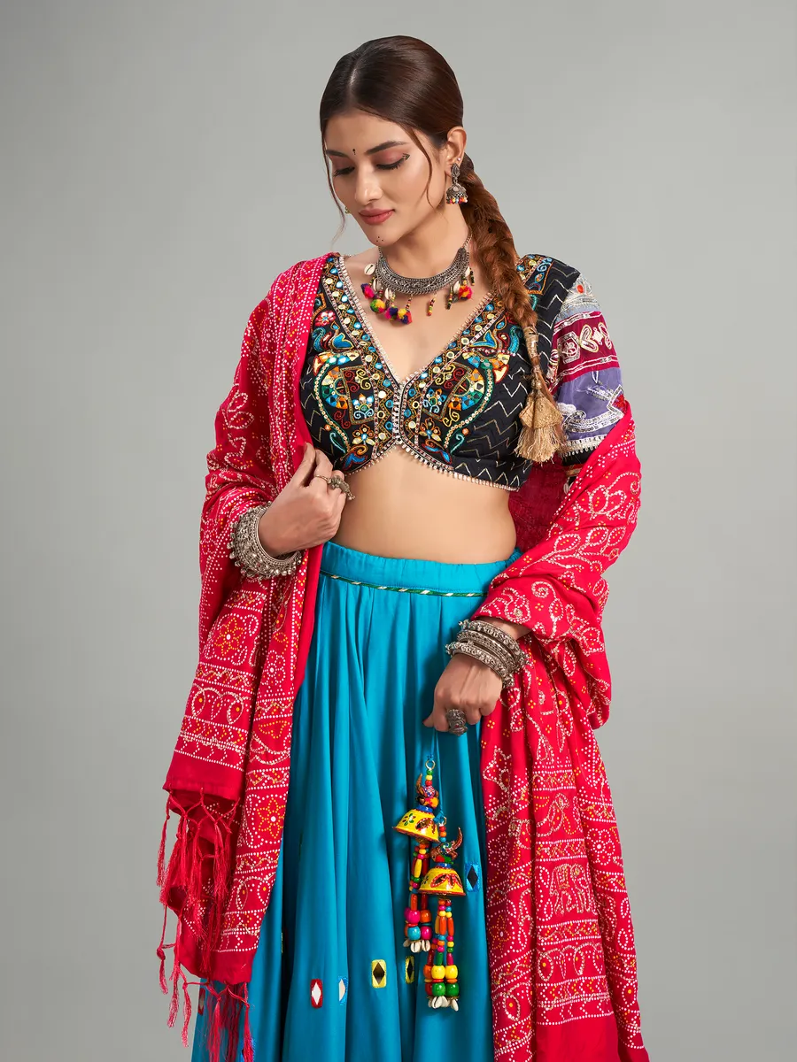 Newest aqua cotton silk chaniya choli