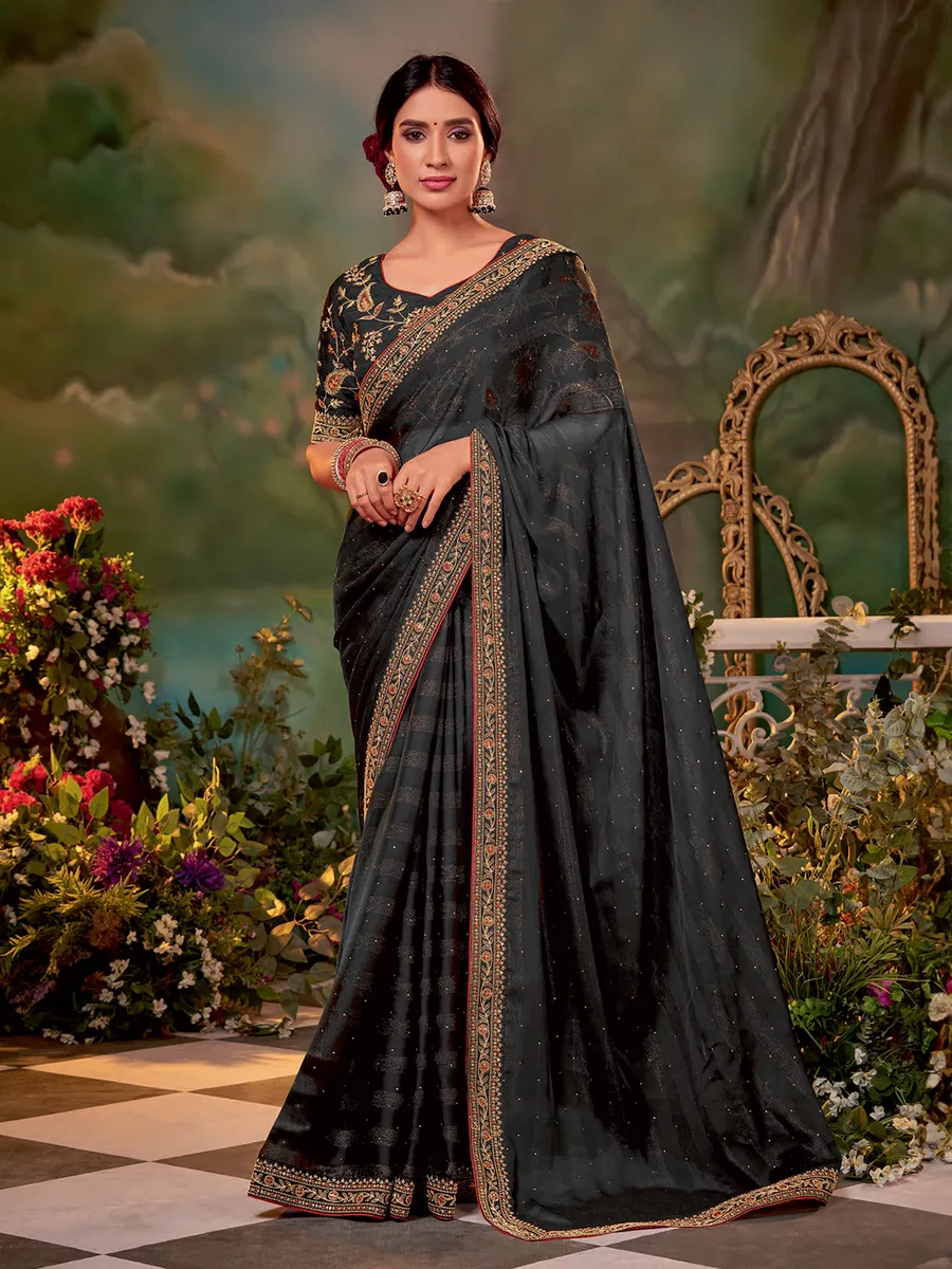 Newest black georgette saree