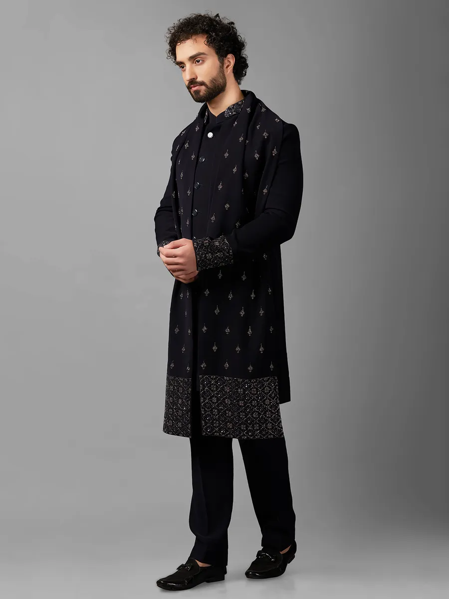 Newest black indowestern in terry rayon