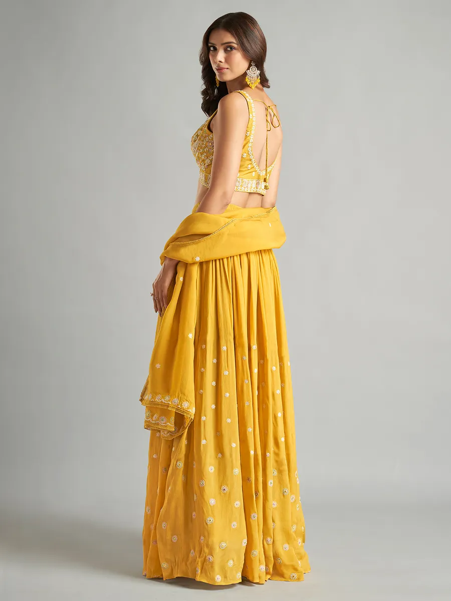 Newest georgette yellow lehenga choli