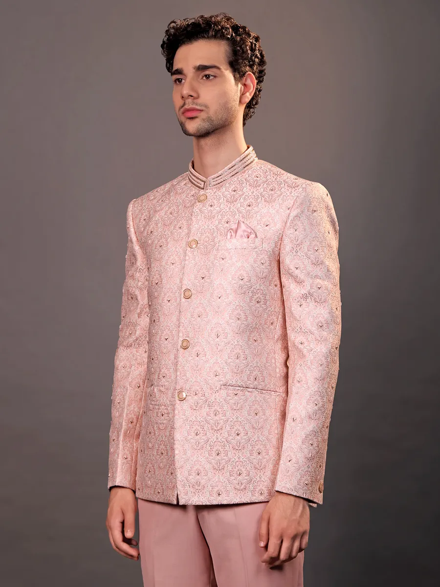 Newest light pink terry rayon jodhpuri suit
