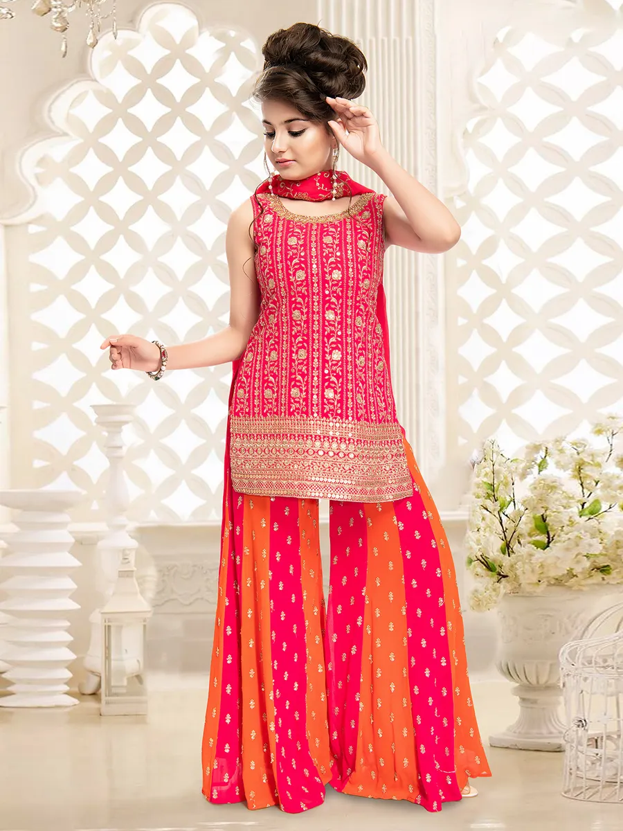 Newest magenta georgette palazzo suit