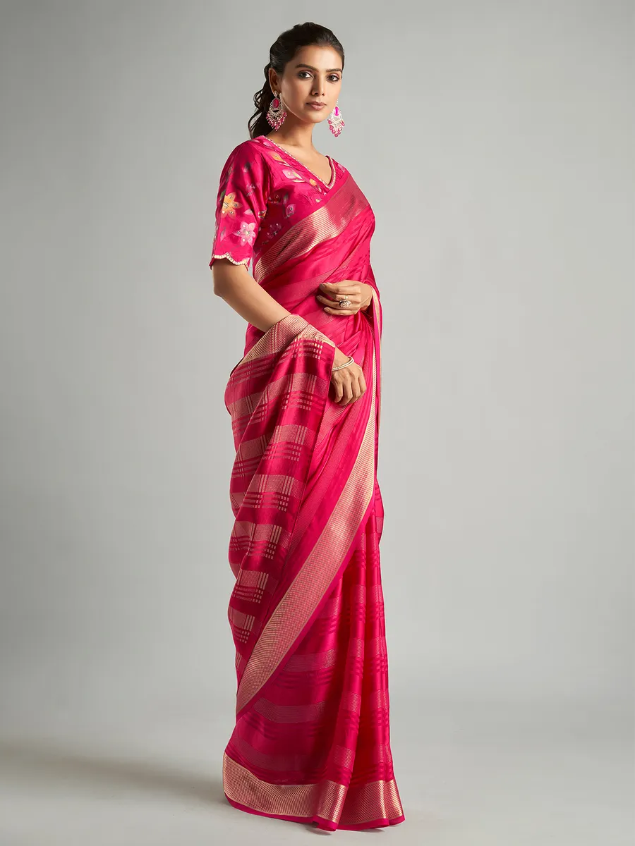 Newest magenta tissue silk saree