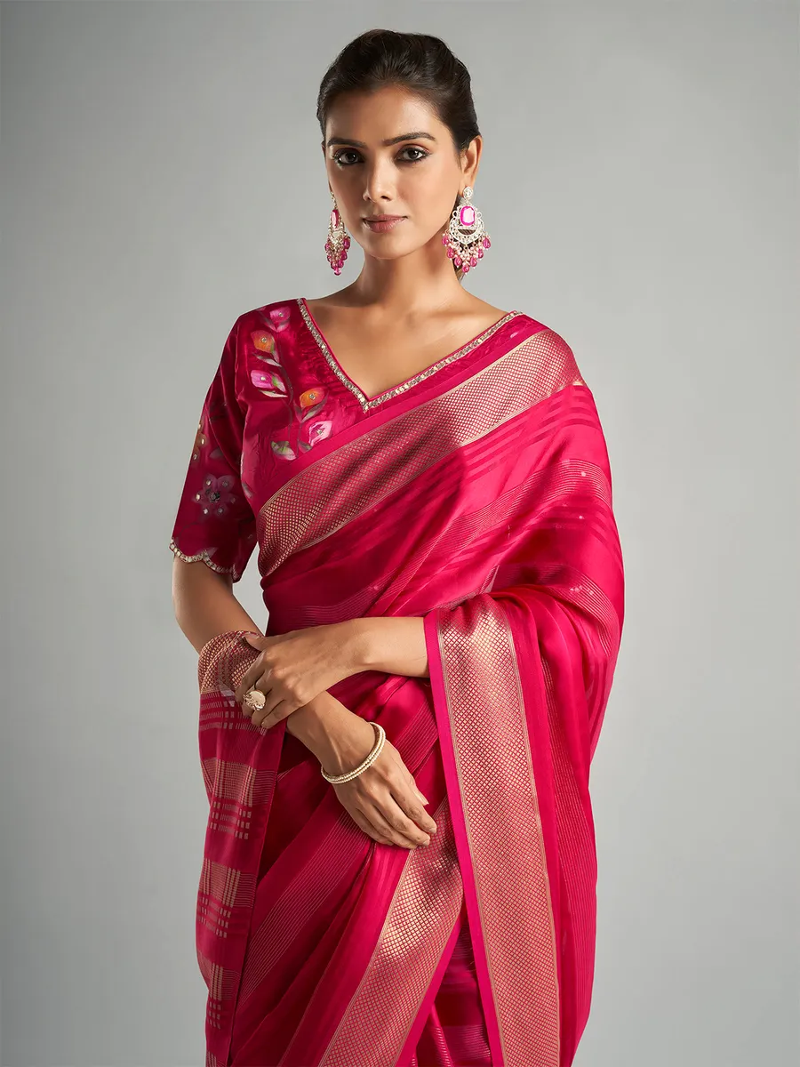 Newest magenta tissue silk saree