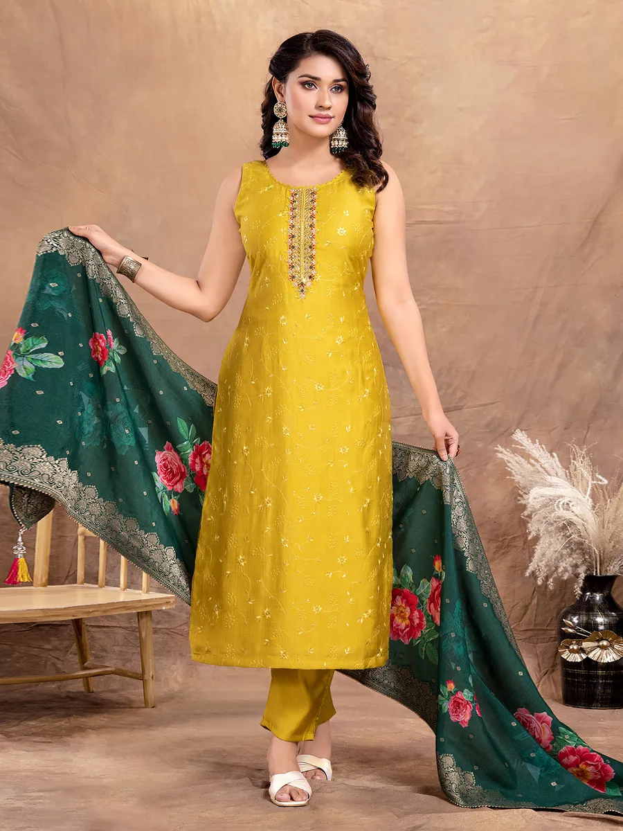 Light Mustard Cotton Pant Salwar Suits