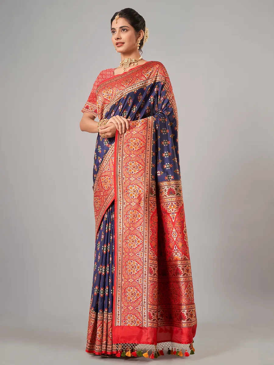 Newest navy banarasi silk saree