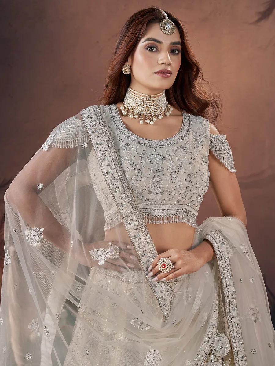 Newest off white net lehenga choli