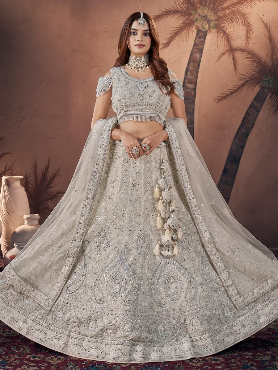 Newest off white net lehenga choli